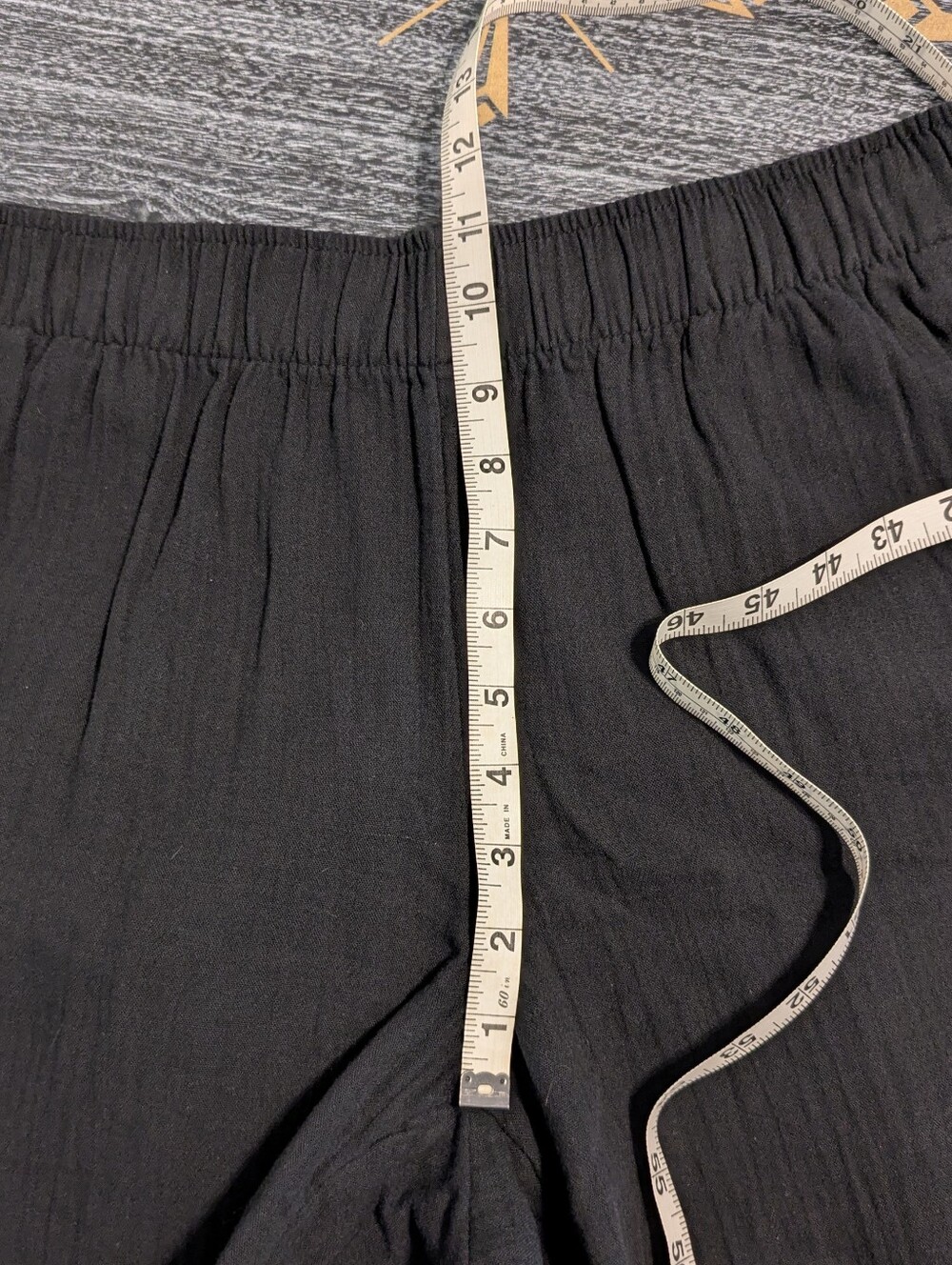 Old Navy Demi Wide Leg High Rise Crinkle Cotton Black Pant Medium - Picture 8 of 14